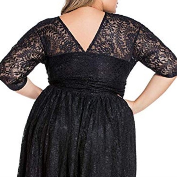 Women’s Plus Black Lace Skater Dress - Picture 3 of 8